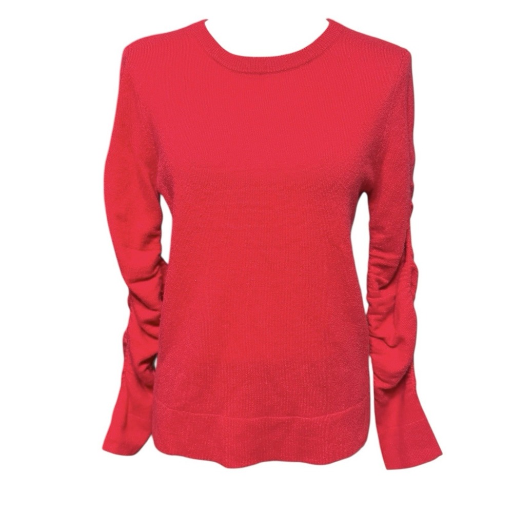 The Cashmere Project Ruched Sleeve Cashmere Sweater Women's Red M